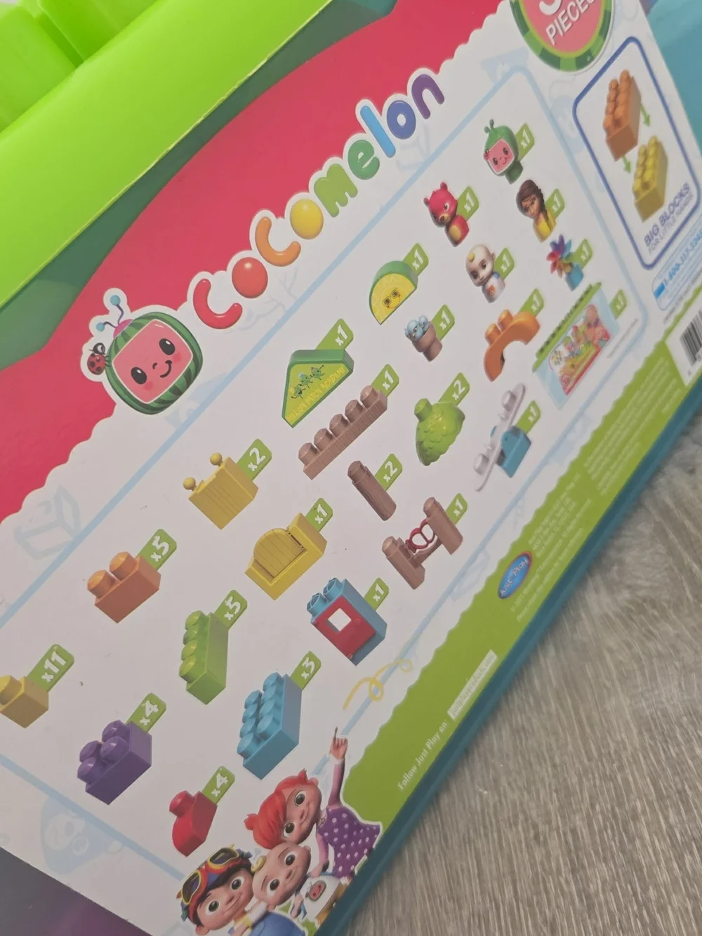 Pink Toy Shopping Cart with Interactive Laptop, Builting Blocks and Train Set
